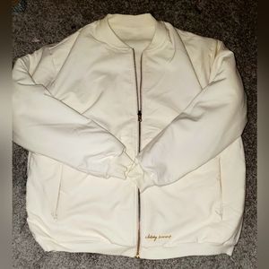 Gymshark Whitney Reversible Oversized Unbleached Bomber Jacket size Medium NEW